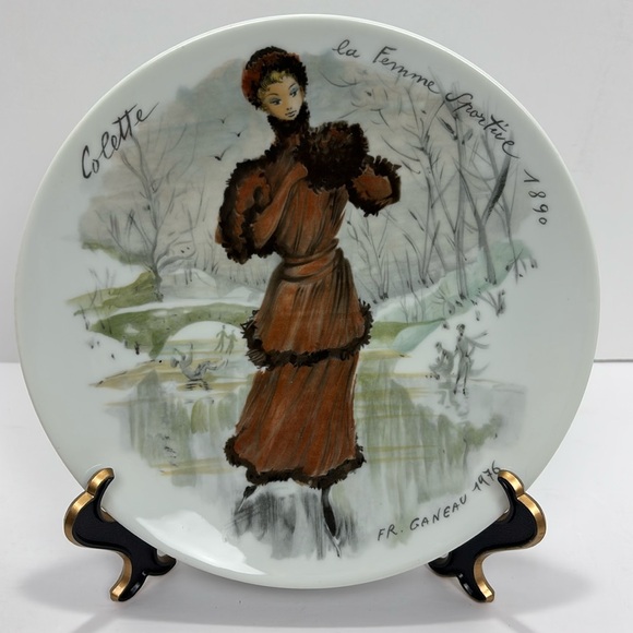 D'Arceau Limoges Collectors Plate Colette La Femme Sportive 1890 Vintage Plate - Picture 1 of 6